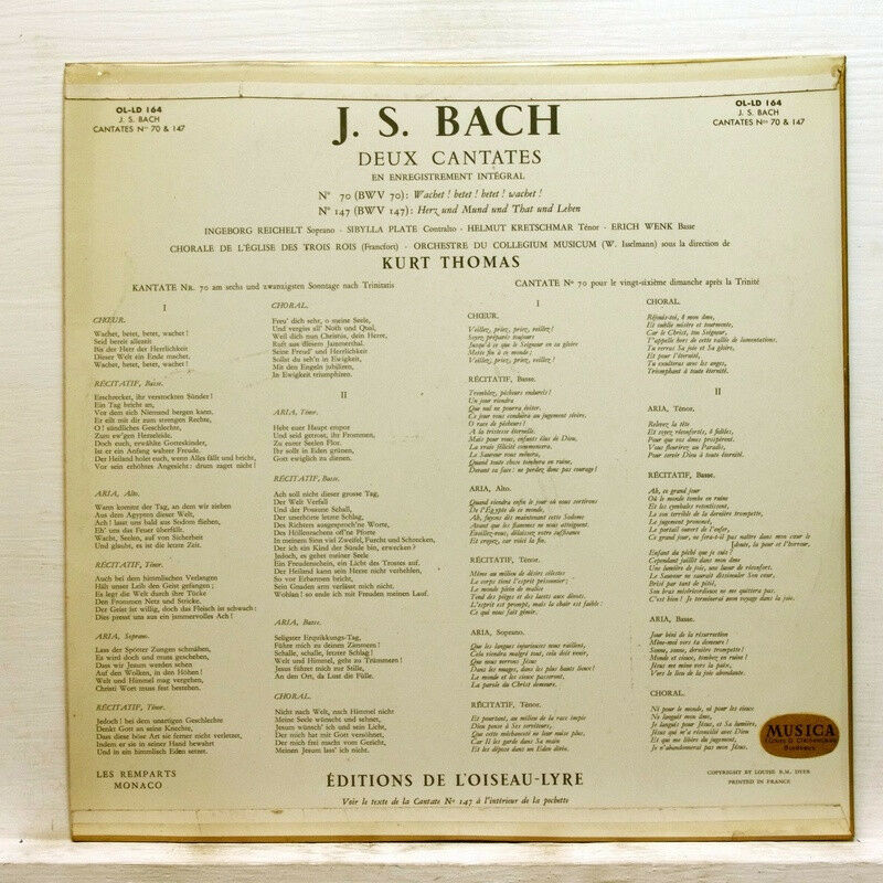 Bach Cantate 70 Wachet Betet partition chœur seul Breitkopf Härtel 